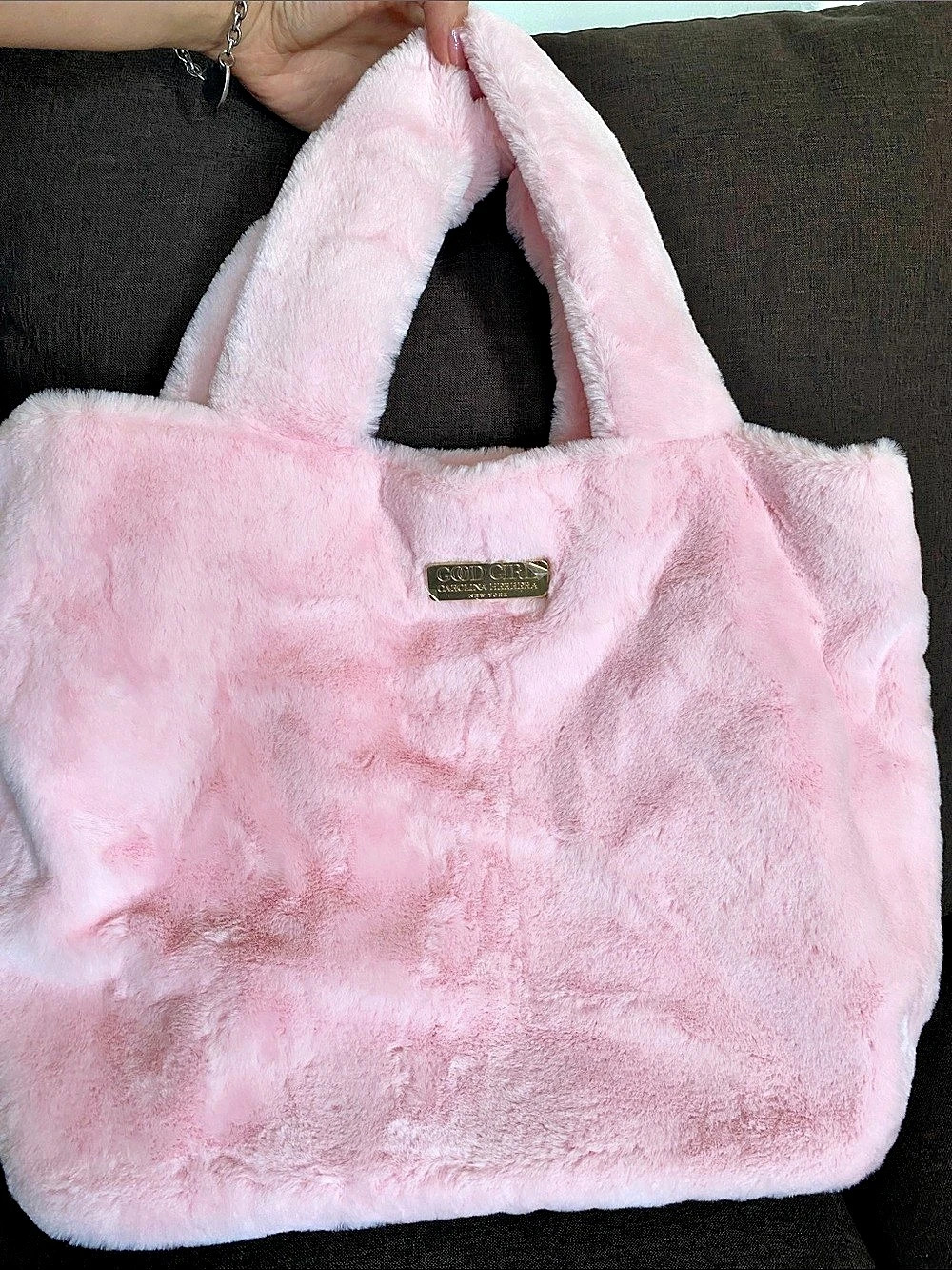 Pink Plush Tote in Pink